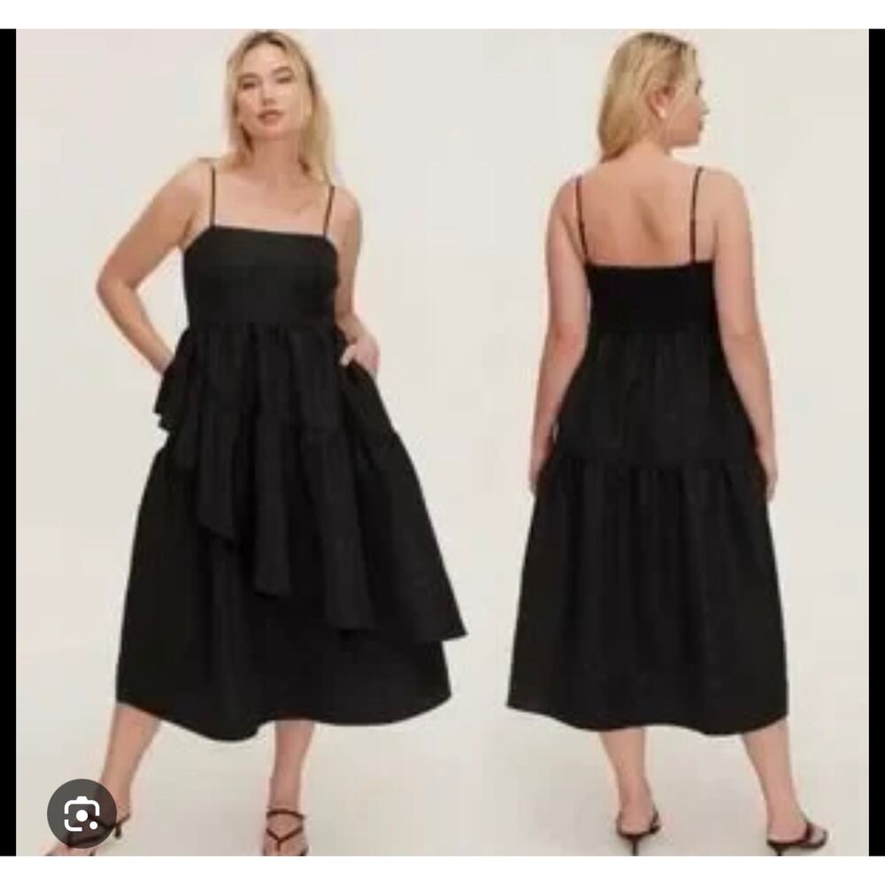 Kate Spade x Target Black Tiered Ruffle Midi Tank Dress Size Medium